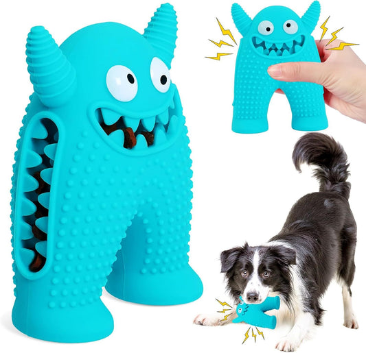 Durable Interactive Squeaky Dog Monster Chew Toy - Natural Rubber