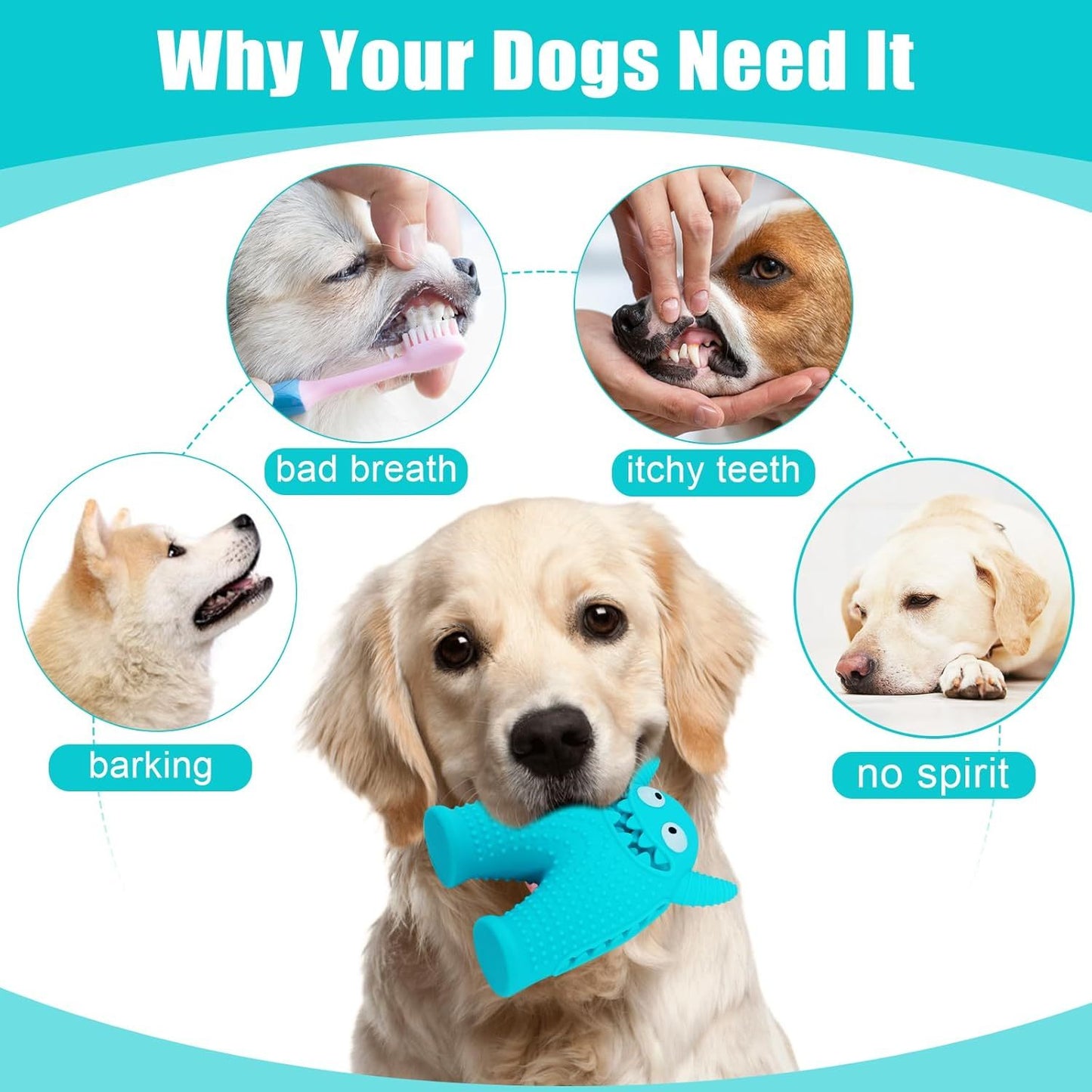 Durable Interactive Squeaky Dog Monster Chew Toy - Natural Rubber