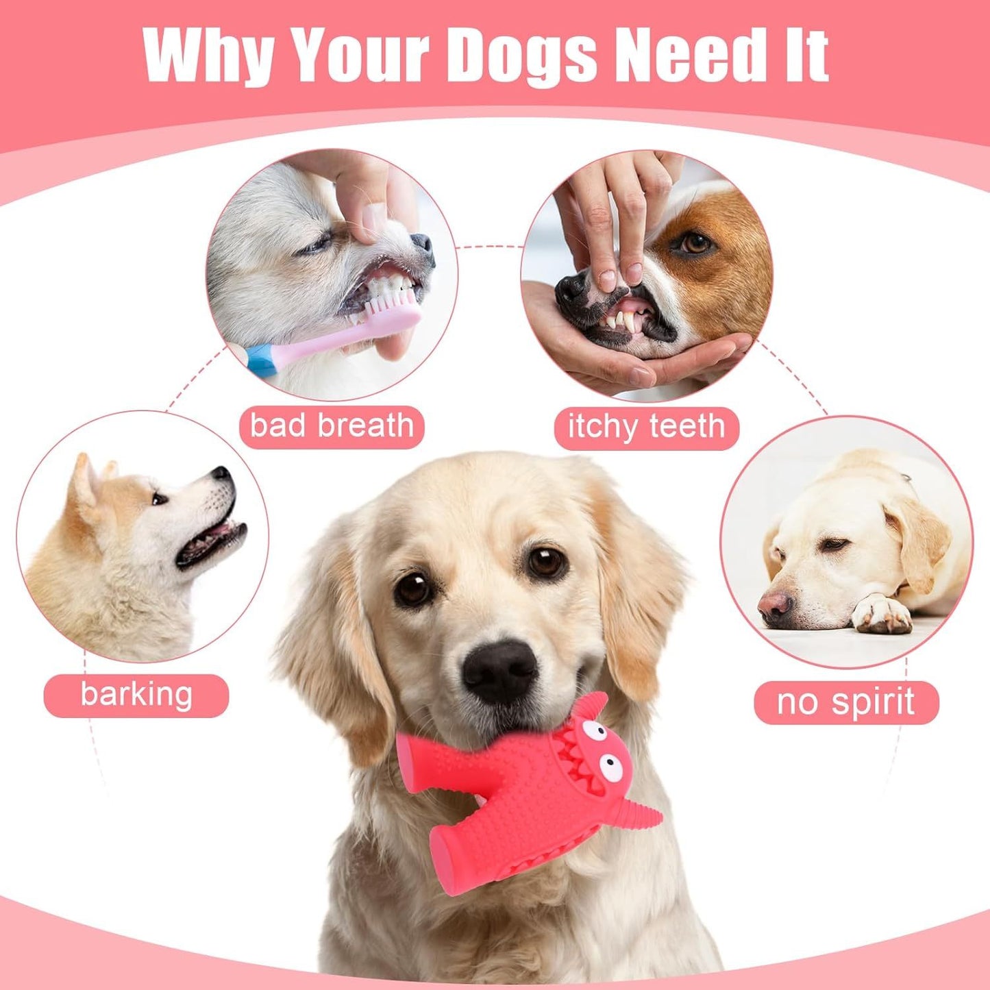 Durable Interactive Squeaky Dog Monster Chew Toy - Natural Rubber