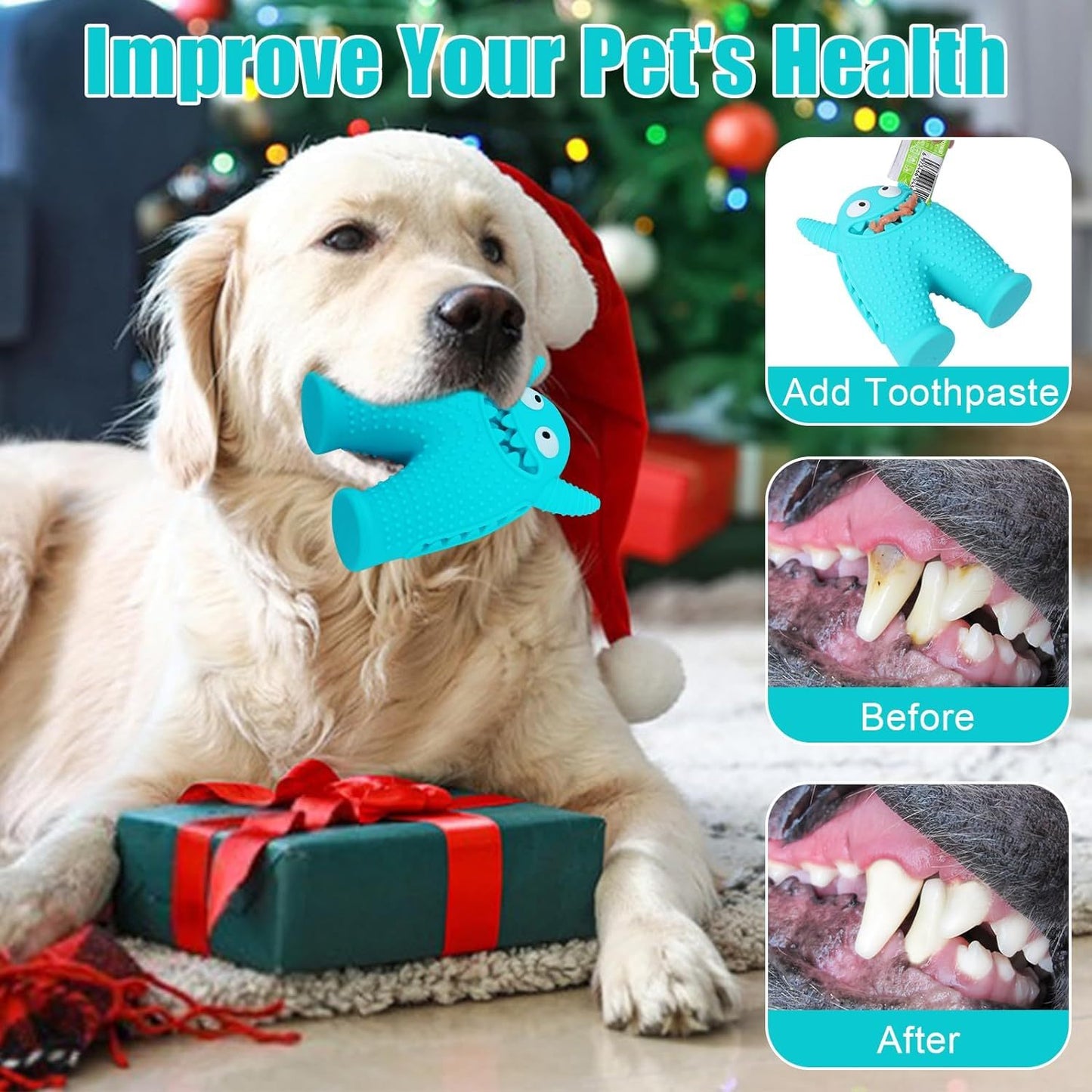 Durable Interactive Squeaky Dog Monster Chew Toy - Natural Rubber