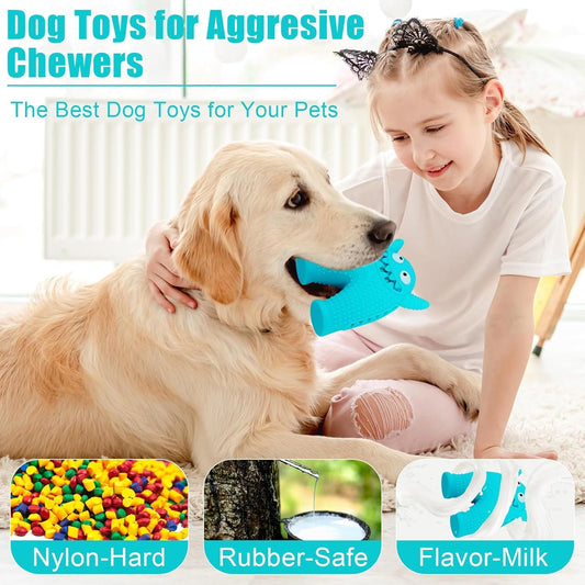 Durable Interactive Squeaky Dog Monster Chew Toy - Natural Rubber