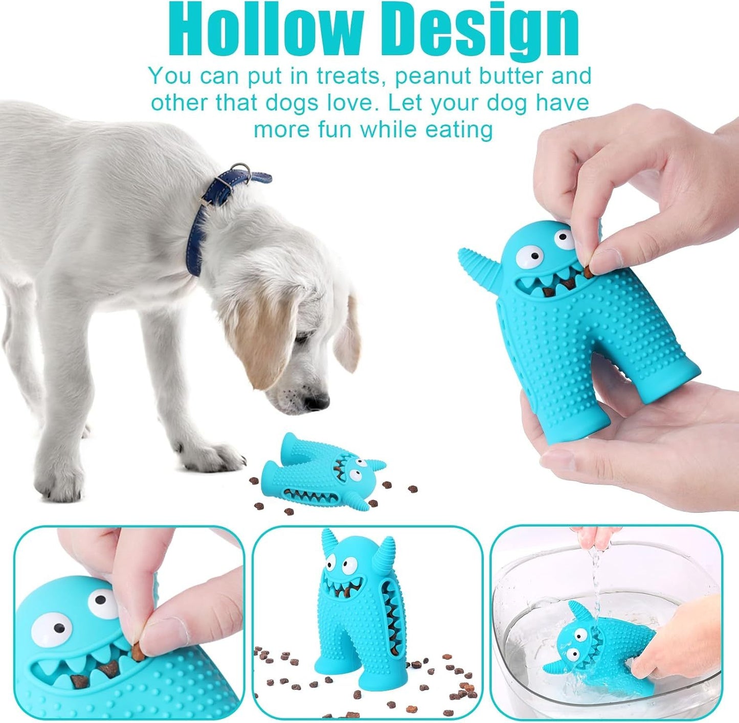 Durable Interactive Squeaky Dog Monster Chew Toy - Natural Rubber
