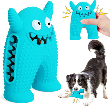 Durable Interactive Squeaky Dog Monster Chew Toy - Natural Rubber