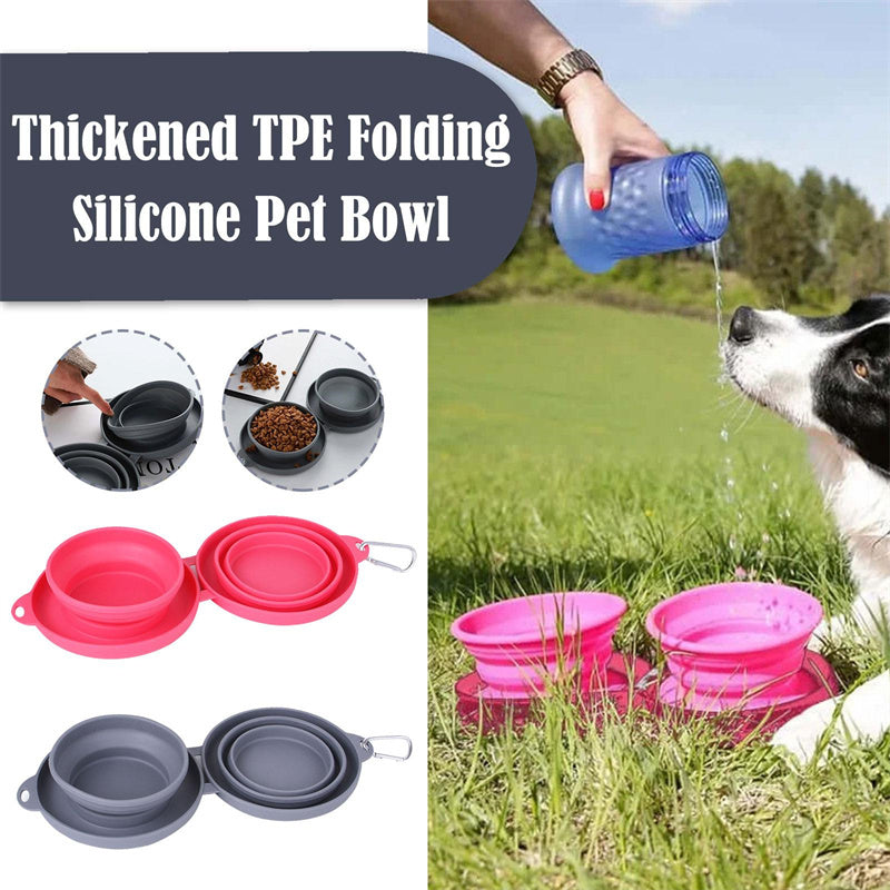 Rubber Foldable Travel Double Pet Bowl