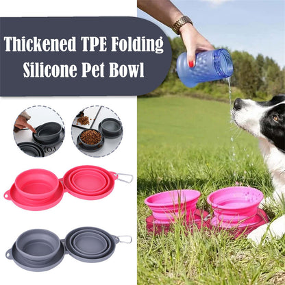 Rubber Foldable Travel Double Pet Bowl