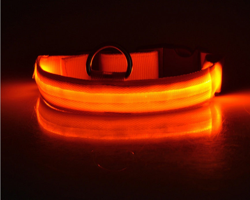 Battery operated Nylon LED Pet Dog Luminous Night Safety Collar Adjustable