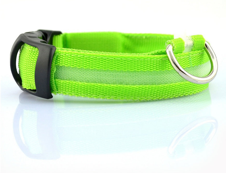 Battery operated Nylon LED Pet Dog Luminous Night Safety Collar Adjustable