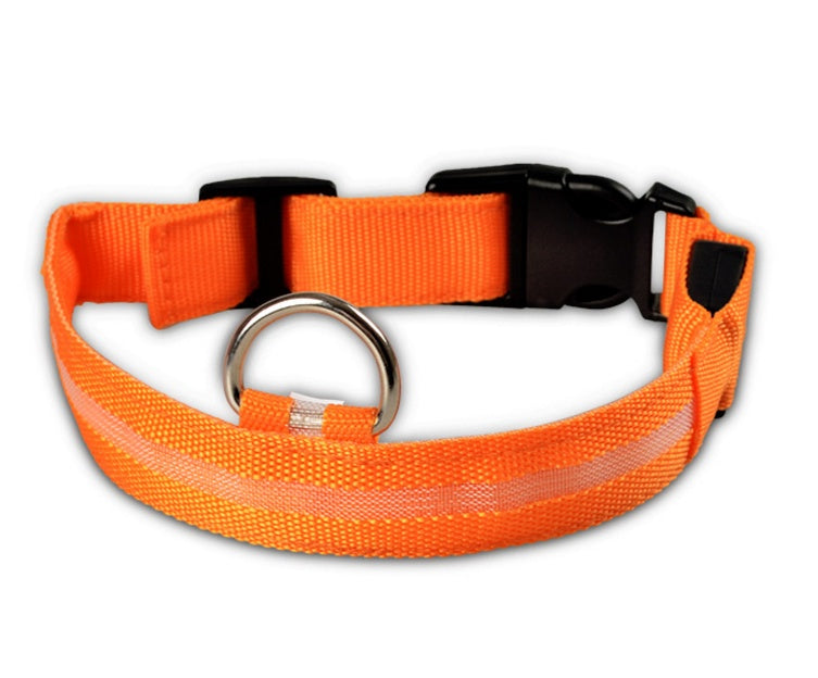 Battery operated Nylon LED Pet Dog Luminous Night Safety Collar Adjustable