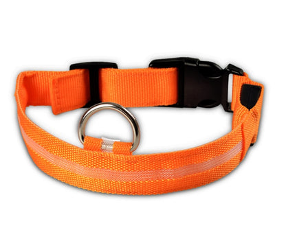 Battery operated Nylon LED Pet Dog Luminous Night Safety Collar Adjustable