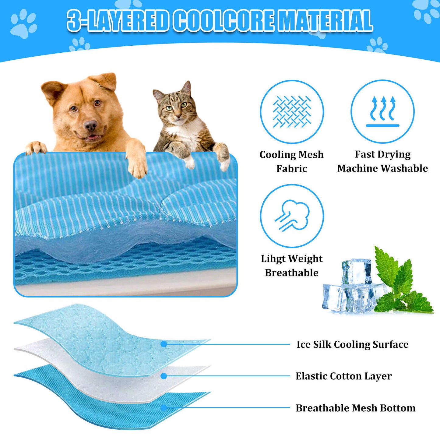 Pet Cooling Mat Cool Pad Cushion Dog Pad For Summer