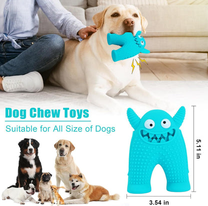 Durable Interactive Squeaky Dog Monster Chew Toy - Natural Rubber