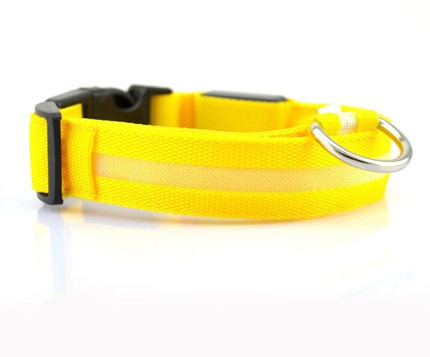 Battery operated Nylon LED Pet Dog Luminous Night Safety Collar Adjustable