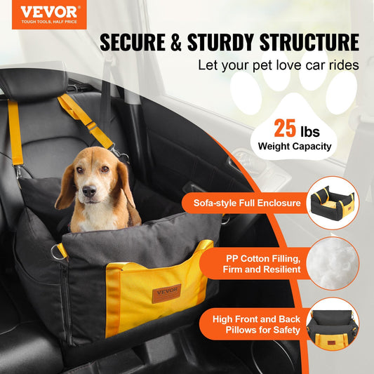 VEVOR Dog Booster Car Seat For Small Dog Up To 25lbs Black