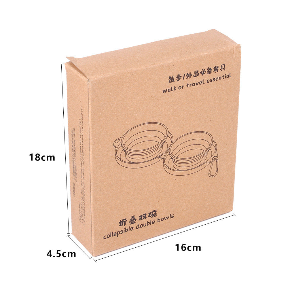 Rubber Foldable Travel Double Pet Bowl