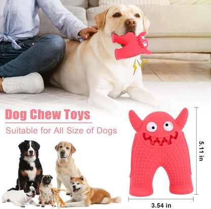 Durable Interactive Squeaky Dog Monster Chew Toy - Natural Rubber