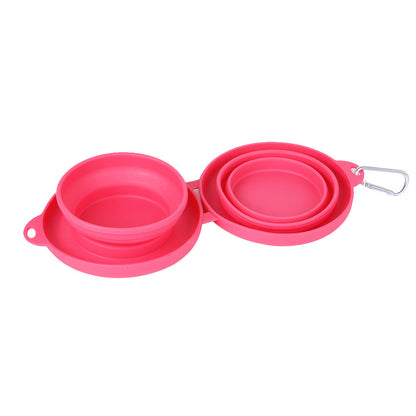 Rubber Foldable Travel Double Pet Bowl
