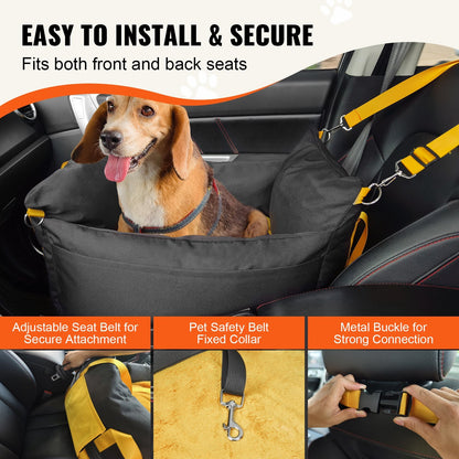 VEVOR Dog Booster Car Seat For Small Dog Up To 25lbs Black