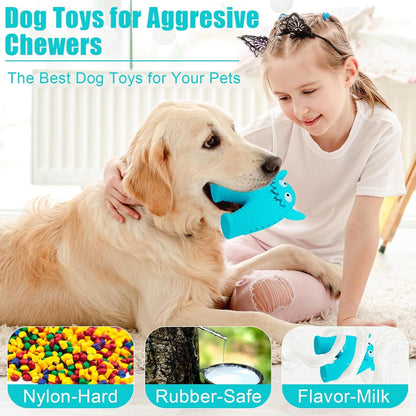Durable Interactive Squeaky Dog Monster Chew Toy - Natural Rubber